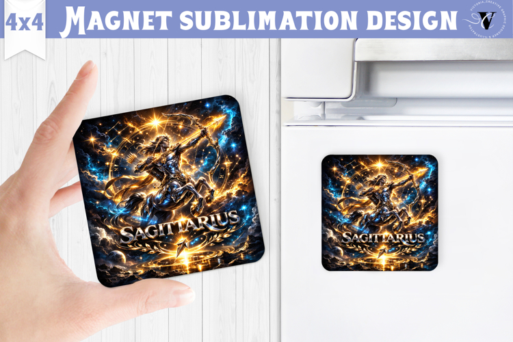 Sagittarius Square Magnet | Galactic Metallic Zodiac