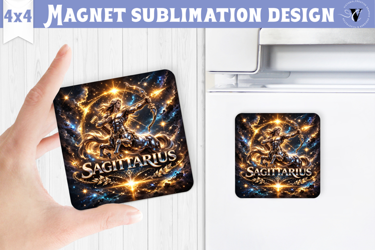 Sagittarius Square Magnet | Galactic Metallic Zodiac