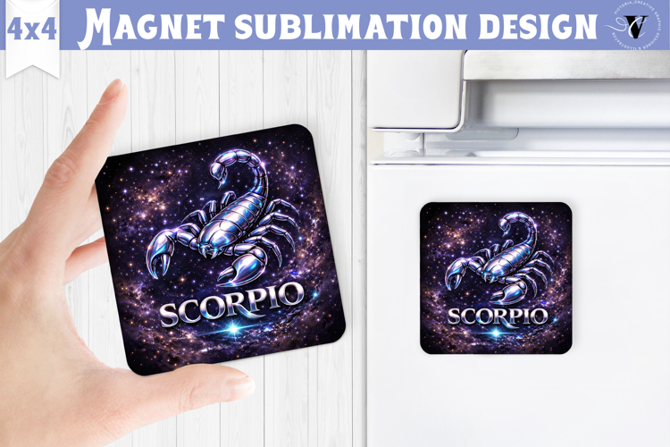 Scorpio Square Magnet | Galactic Metallic Zodiac