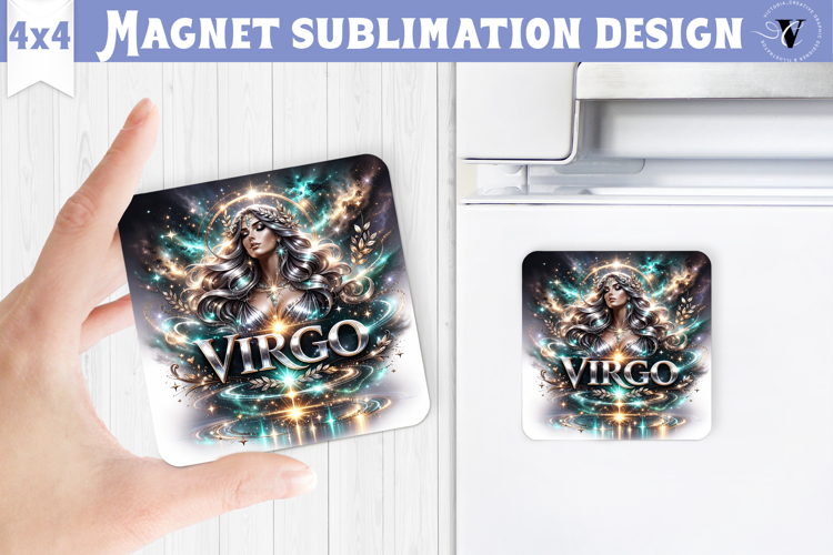 Virgo Square Magnet | Galactic Metallic Zodiac