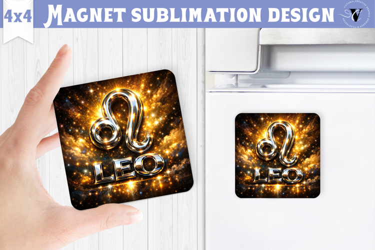 Leo Square Magnet | Galactic Metallic Zodiac