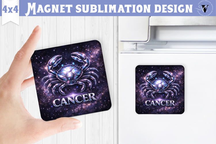 Cancer Square Magnet | Galactic Metallic Zodiac