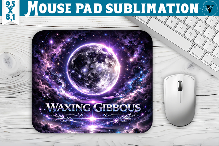 Waxing Gibbous Moon Mouse Pad | Moon Phase Design