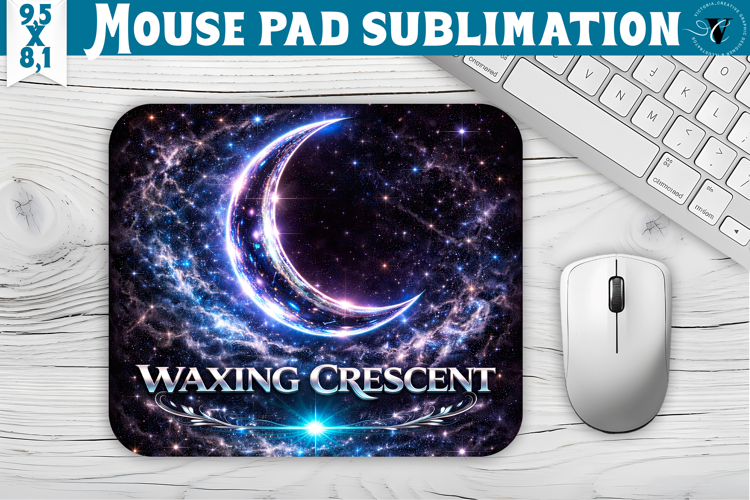Waxing Crescent Moon Mouse Pad | Moon Phase Design