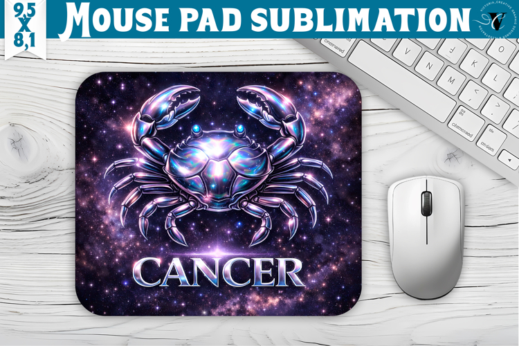 Cancer Mouse Pad | Galactic Metallic Zodiac