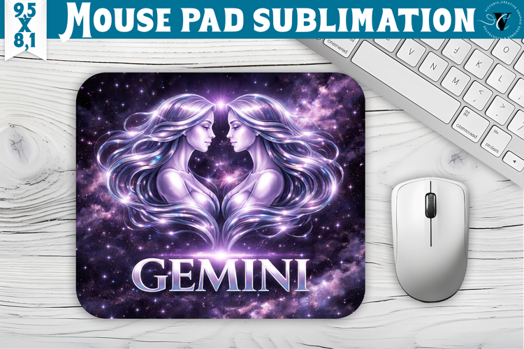 Gemini Mouse Pad | Galactic Metallic Zodiac