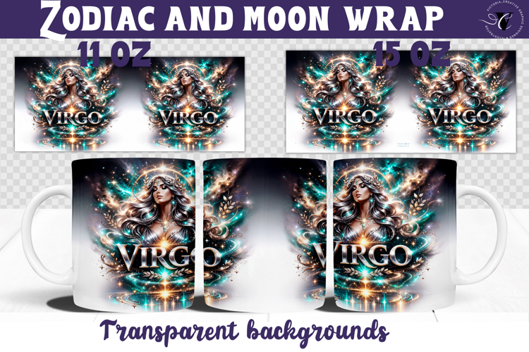 Virgo mug wrap | Galactic Metallic Zodiac mug sublimation