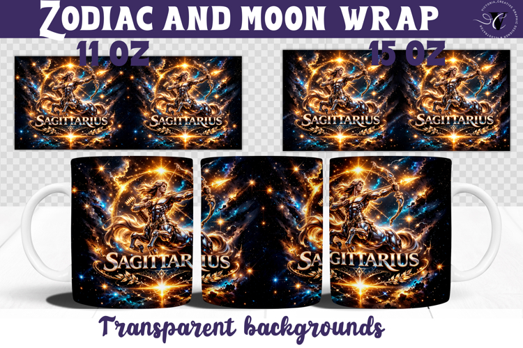 Sagittarius mug wrap | Galactic Metallic Zodiac mug