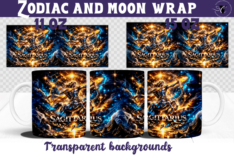 Sagittarius mug wrap | Galactic Metallic Zodiac mug