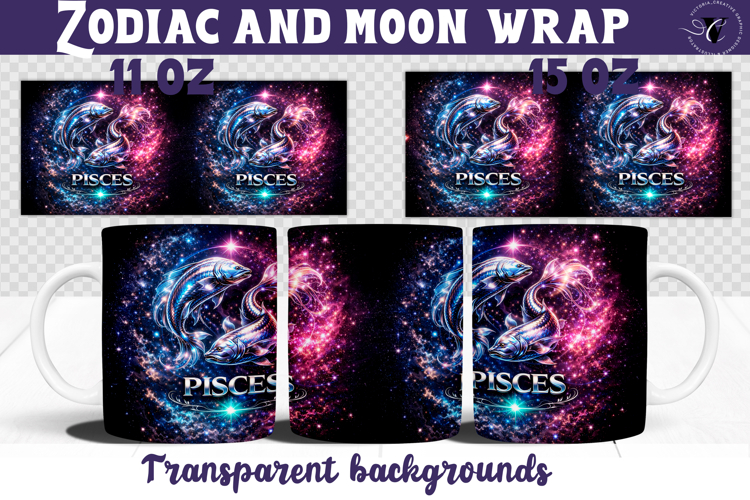 Pisces mug wrap | Galactic Metallic Zodiac mug