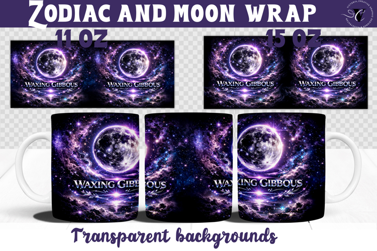 Waxing Gibbous mug wrap | Moon Phase Design mug