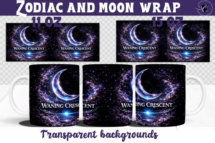 Waning Crescent mug wrap | Moon Phase Design mug