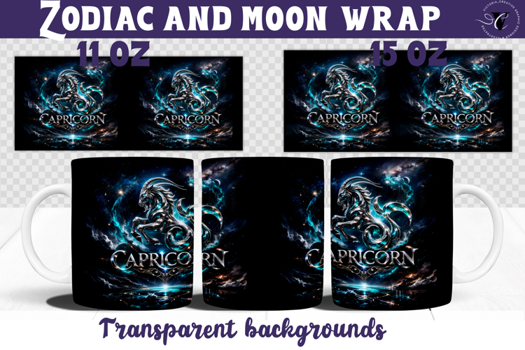 Capricorn mug wrap | Galactic Metallic Zodiac mug