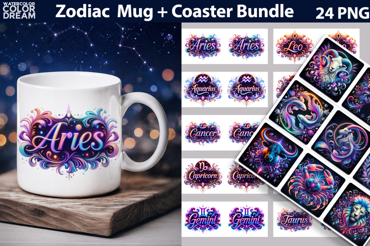Zodiac Mug & Coaster Bundle | Astrology Sublimation