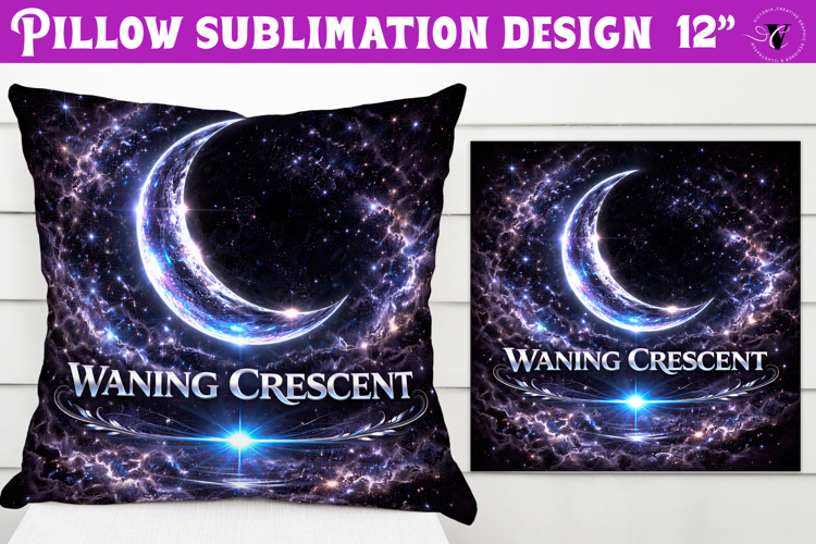 Waning Crescent Moon Pillow sublimation | Moon Phase Design