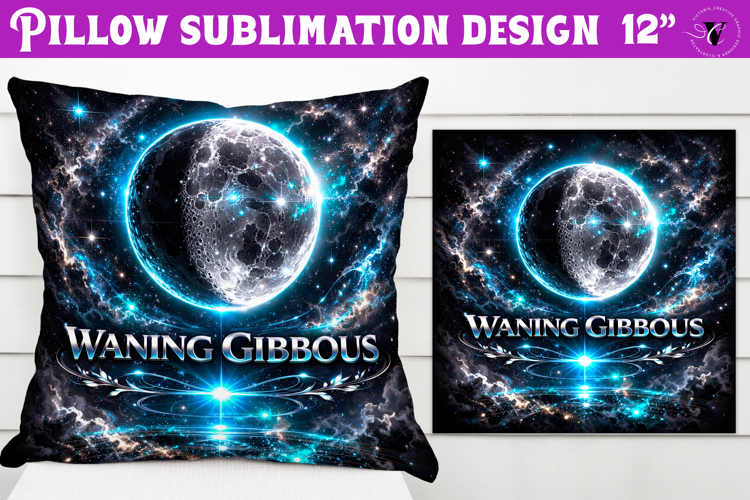 Waning Gibbous Moon Pillow sublimation | Moon Phase Design