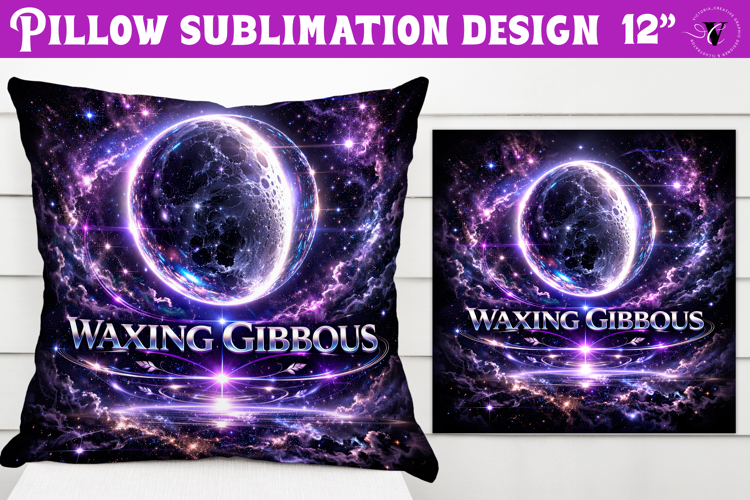 Waxing Gibbous Moon Pillow sublimation | Moon Phase Design