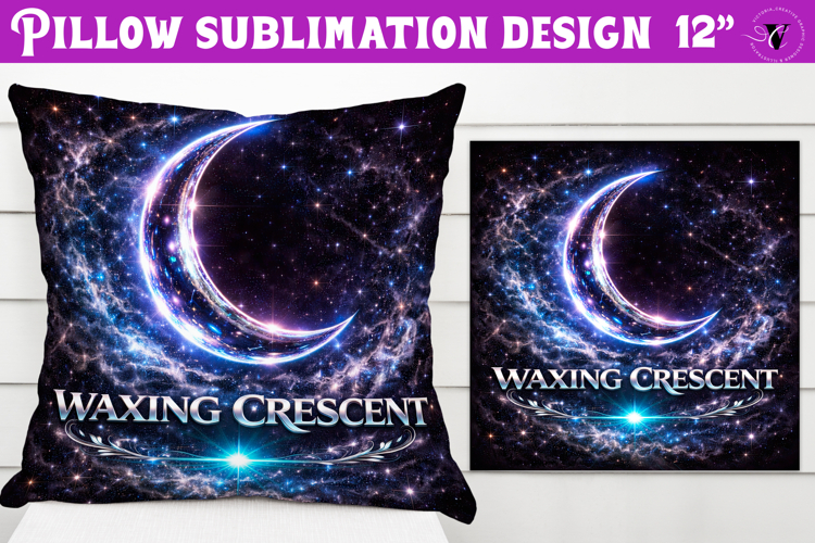 Waxing Crescent Moon Pillow sublimation | Moon Phase Design