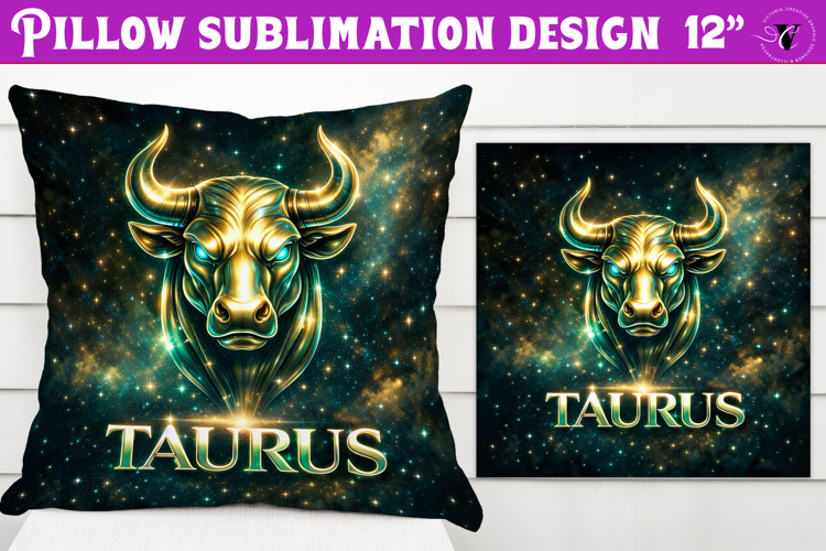 Taurus Pillow sublimation | Moon Phase Design