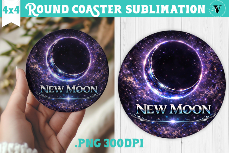 New Moon Round Coaster | Moon Phase Design