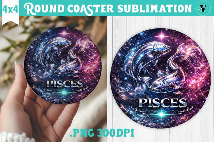 Pisces Round Coaster | Moon Phase Design