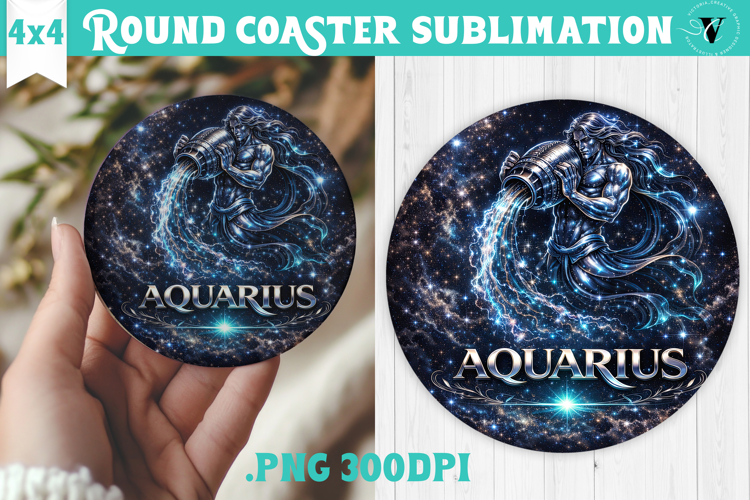 Aquarius Round Coaster | Moon Phase Design