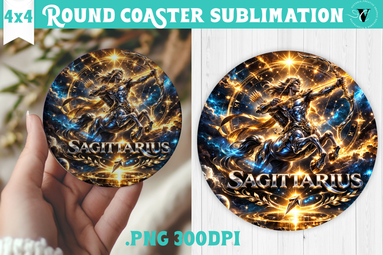 Sagittarius Round Coaster | Moon Phase Design