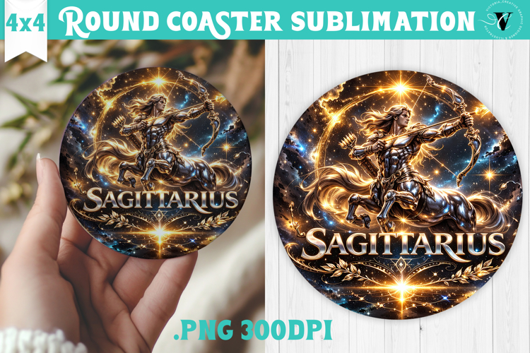 Sagittarius Round Coaster | Moon Phase Design