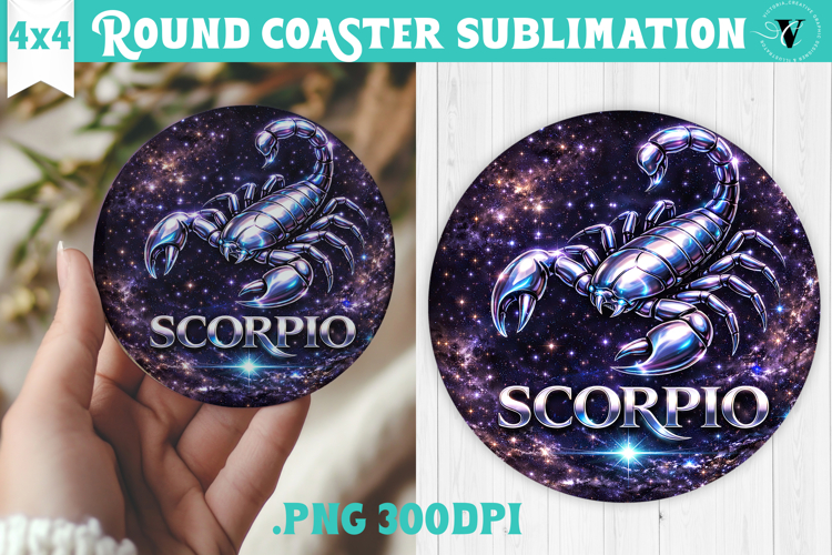 Scorpio Round Coaster | Moon Phase Design
