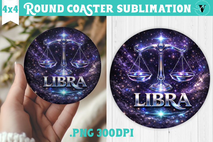 Libra Round Coaster | Moon Phase Design