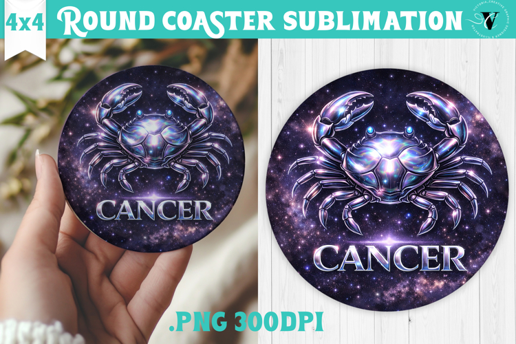 Cancer Round Coaster | Moon Phase Design