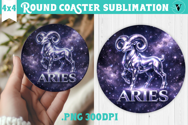 Aries Round Coaster | Moon Phase Design
