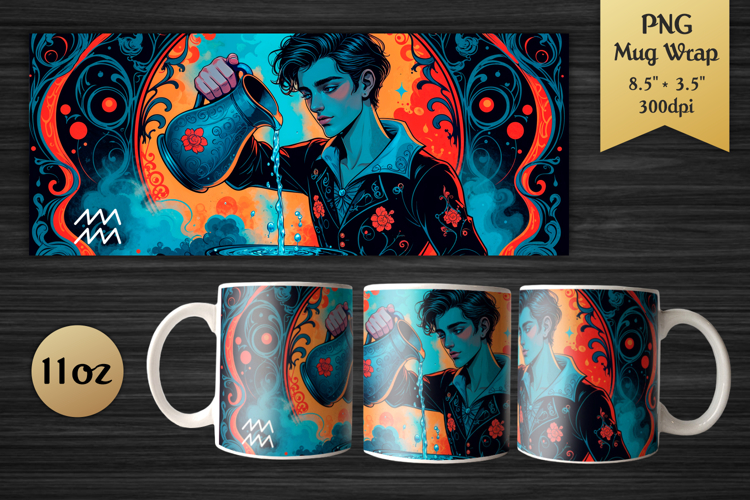 Zodiac Sign Aquarius | 11oz Mug Wrap Design