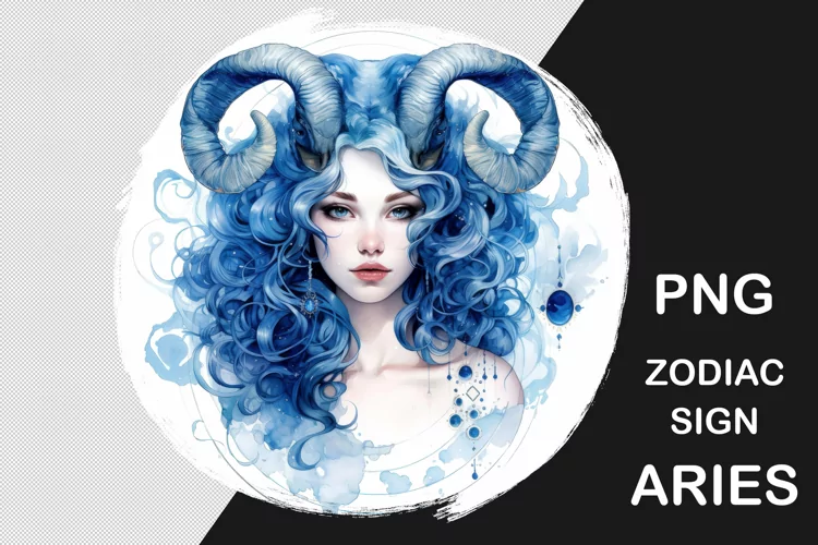 Zodiac sign Aries. PNG sublimation. Astrology esoteric icon