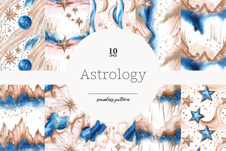 Zodiac Sign Digital Paper Collection | Celestial Patterns