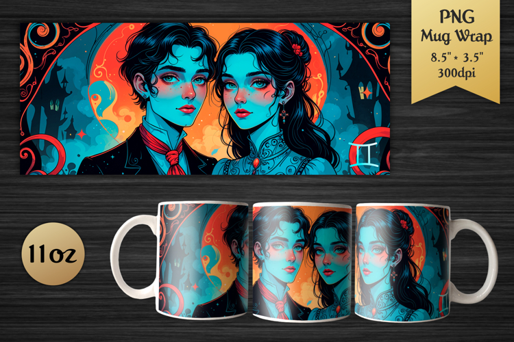 Zodiac Sign Gemini | 11oz Mug Wrap Design