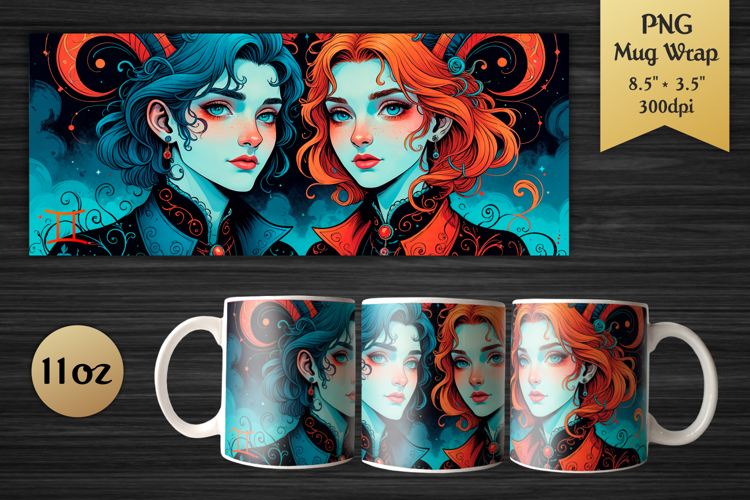 Zodiac Sign Gemini | 11oz Mug Wrap Design
