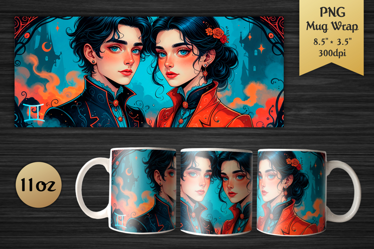 Zodiac Sign Gemini | 11oz Mug Wrap Design