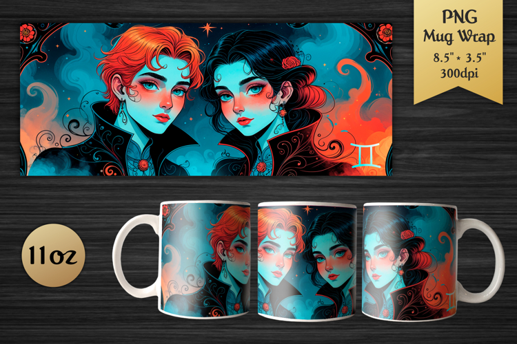 Zodiac Sign Gemini | 11oz Mug Wrap Design