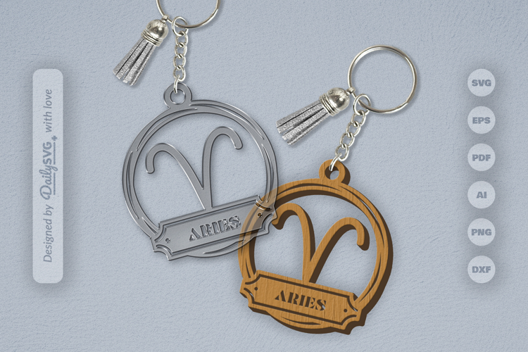Aries Zodiac Keychain Laser Cut SVG
