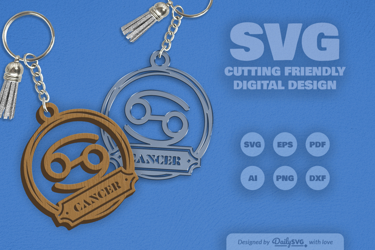 Cancer Zodiac Keychain Laser Cut SVG