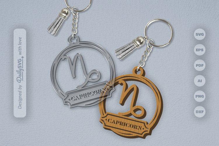 Capricorn Zodiac Keychain Laser Cut SVG
