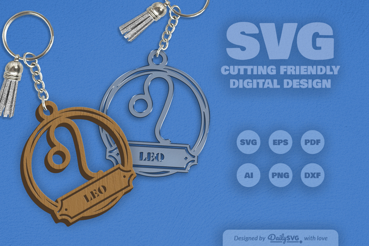 Leo Zodiac Keychain Laser Cut SVG