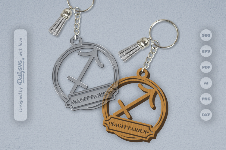 Sagittarius Zodiac Keychain Laser Cut SVG