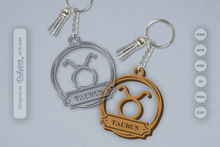 Taurus Zodiac Keychain Laser Cut SVG