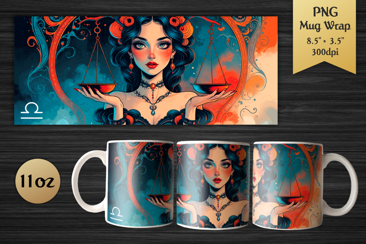 Zodiac Sign Libra | 11oz Mug Wrap Design
