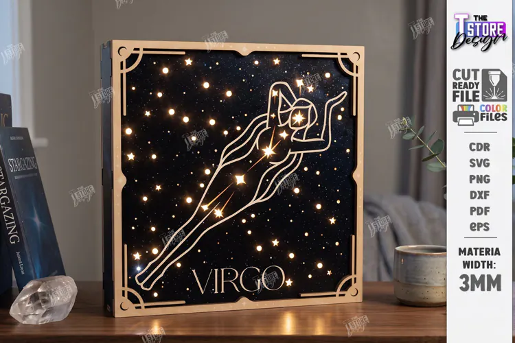 Zodiac Sign Night Light Laser Cut | Virgo Light Box Laser