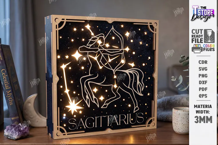 Zodiac Sign Night Light Laser Cut | Sagittarius Light Box