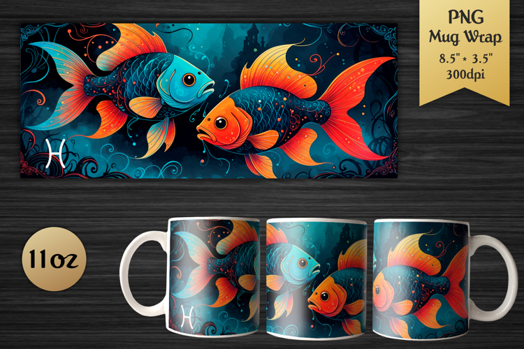 Zodiac Sign Pisces | 11oz Mug Wrap Design