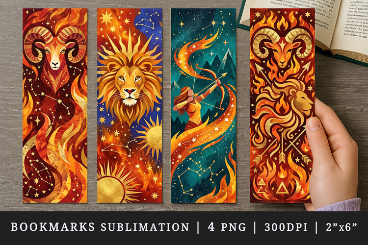 Zodiac sign bookmarks printable sublimation bookmark design